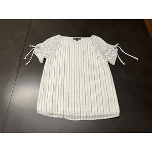 Banana Republic Women's striped blouse tie sleeves extra small white